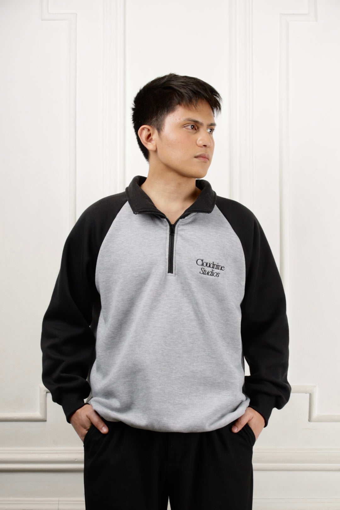 Two-Tone Halfzip Sweater