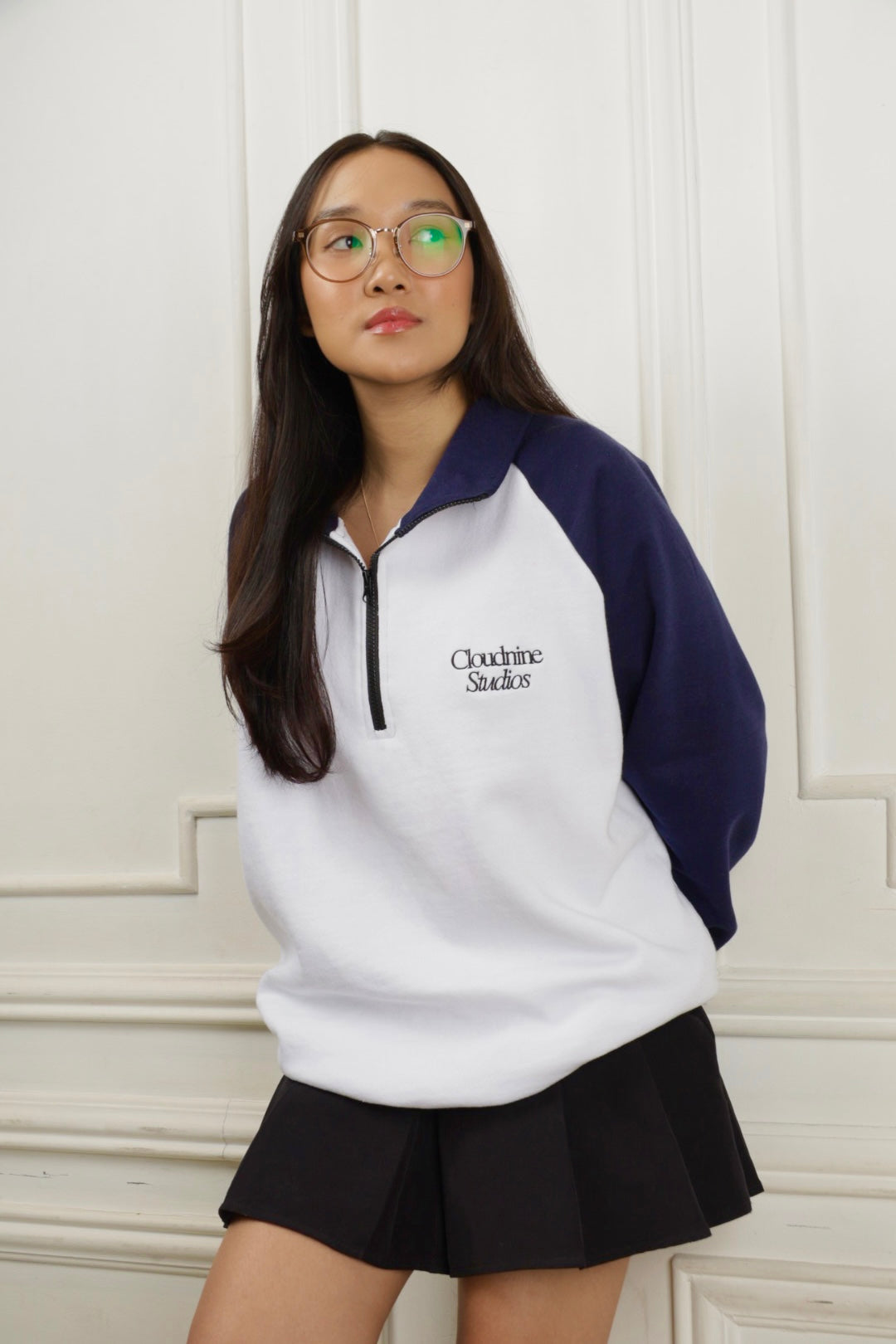 Two-Tone Halfzip Sweater