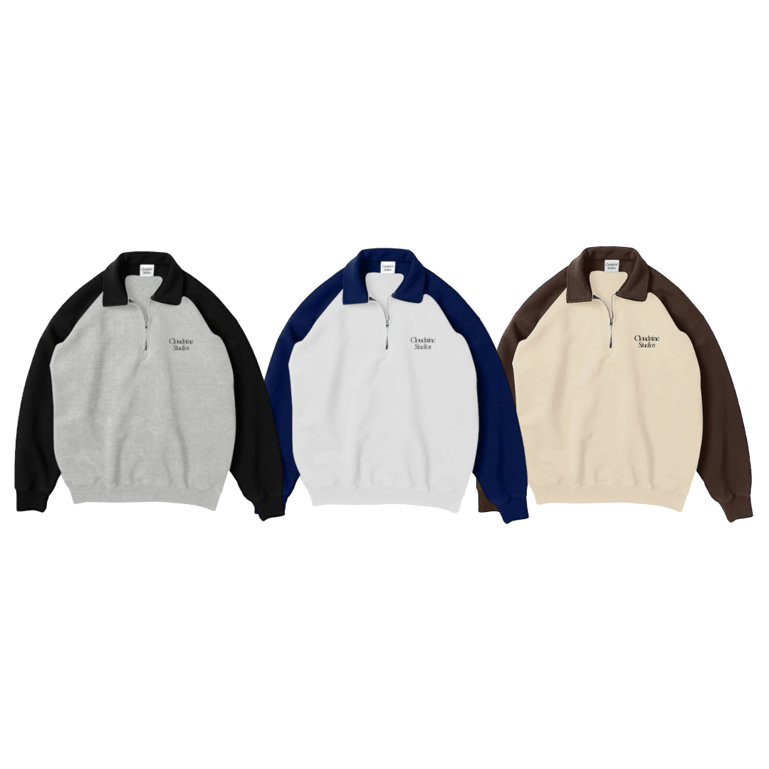 Two-Tone Halfzip Sweater